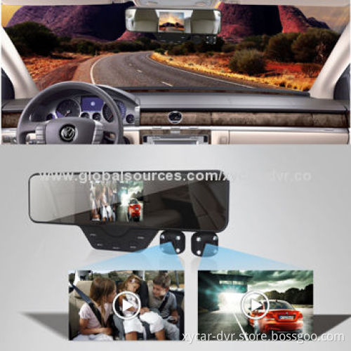 Rear-view Mirror DVR, Night Vision Safety Assist System, Two Screens, 8GB TF Card for Recording
